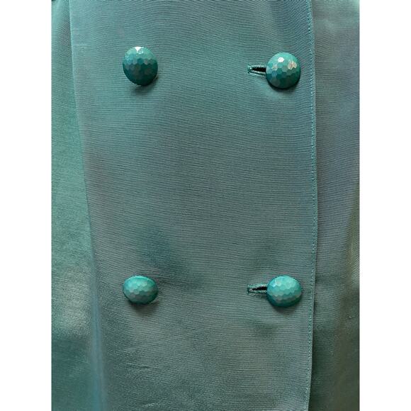 vintage 1980s Ted Lapidus emerald green faille double breasted dress med 80s 31 - Picture 12 of 12